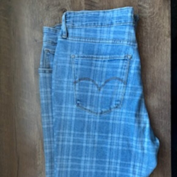 Rare Levi's Women's 721 High Rise Skinny Sapphire Plaid Jeans 33 (US 16) R "NWT" - Picture 12 of 13